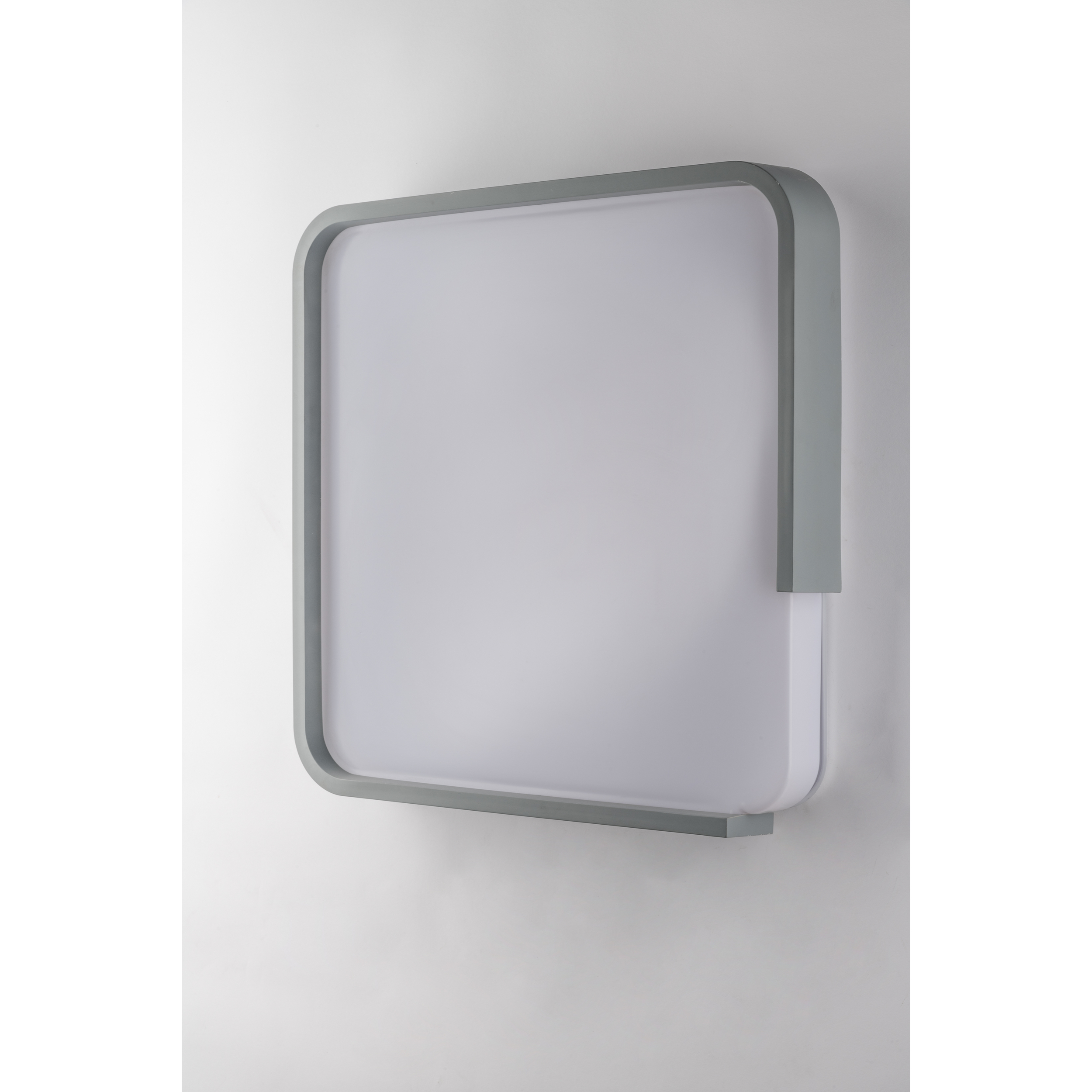 Plafoniera WAYOUT quadrata bianca e grigia 40W con interruttore interno per la personalizzazione dei Kelvin 48,5x48,5 cm..