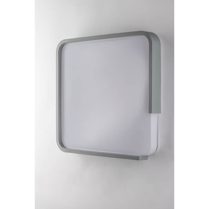 Plafoniera WAYOUT quadrata bianca e grigia 40W con interruttore interno per la personalizzazione dei Kelvin 48,5x48,5 cm..