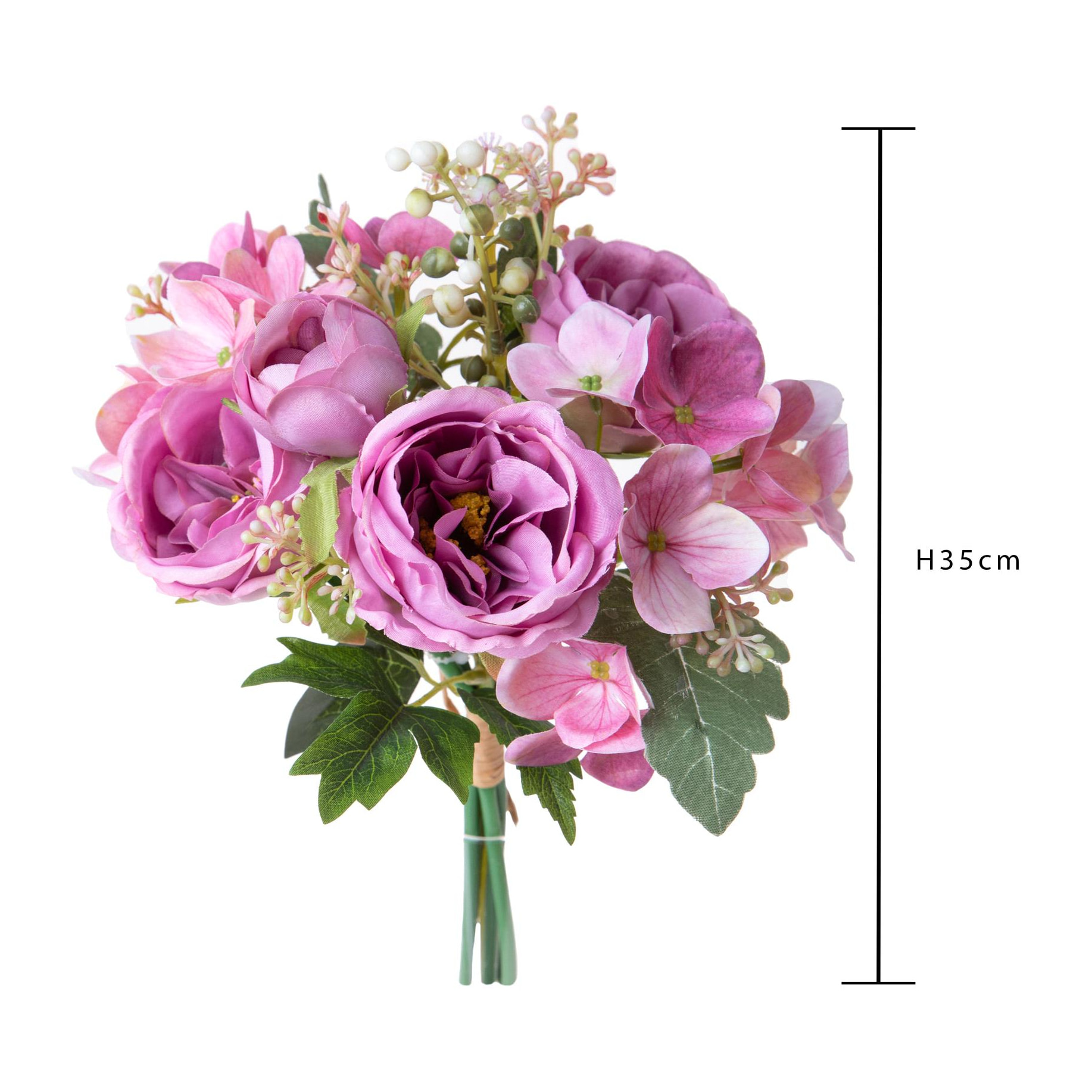 Bouquet Cabbage Rose - Pezzi 4 - Colore: Rosa - 22xH35x22cm - Bianchi Dino -