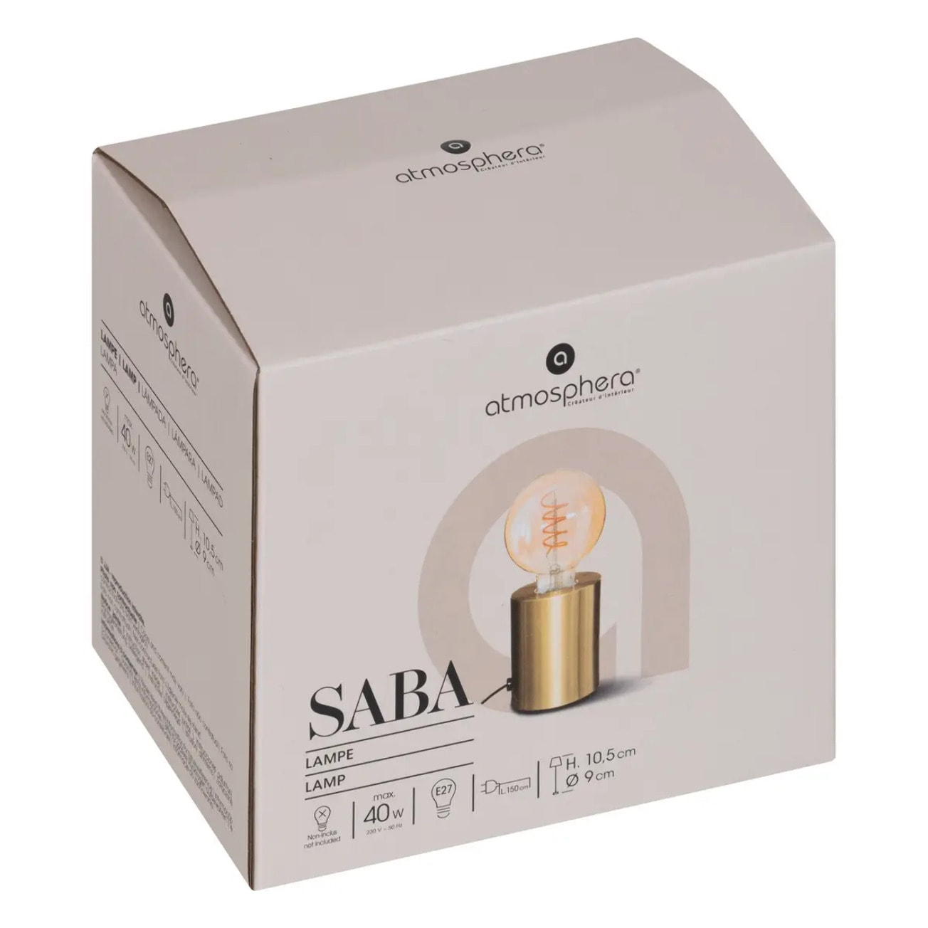 Lampe socle "Saba" doré H11cm
