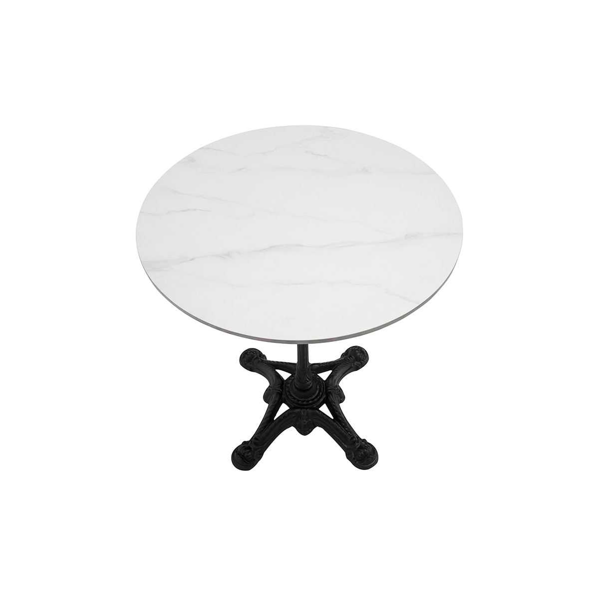 Table bistrot ronde en pierre minérale et métal noir L60 cm CONTY