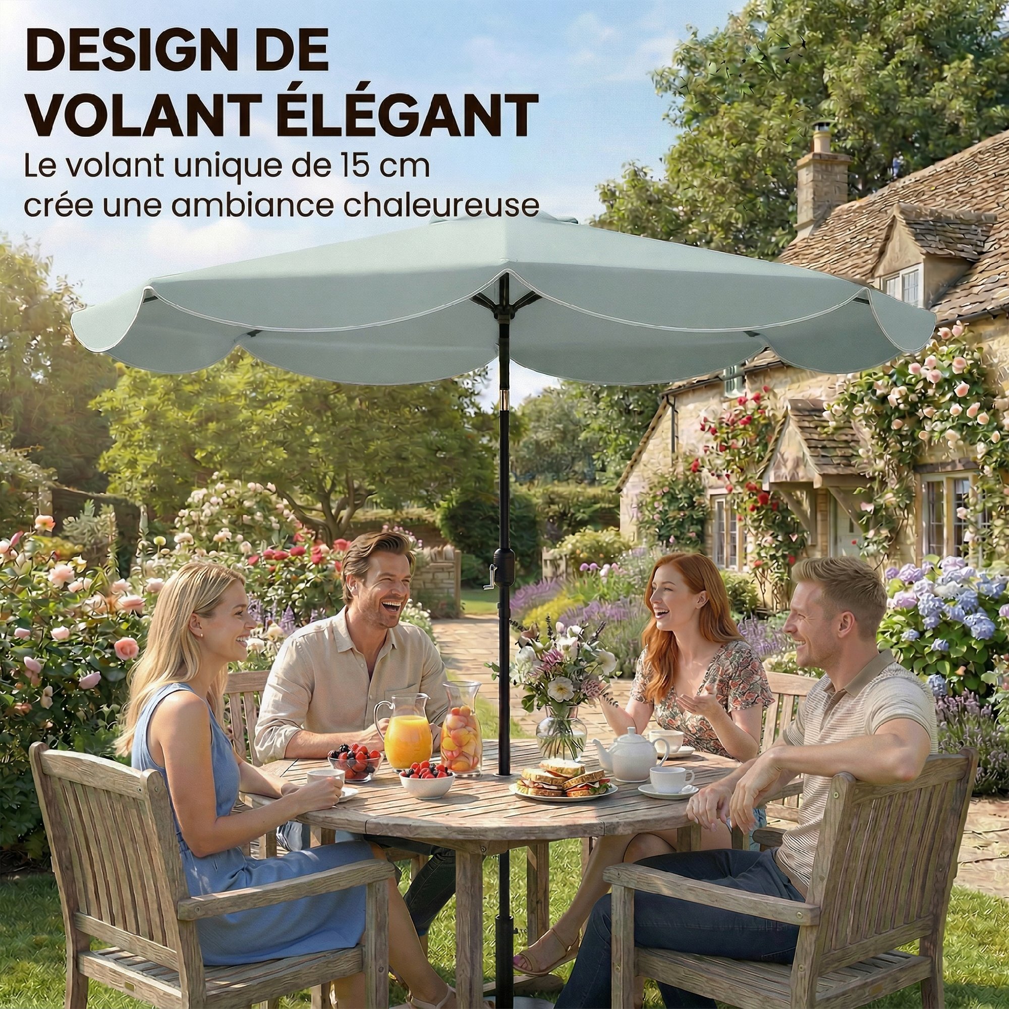 Parasol inclinable dia.265cm métal bleu