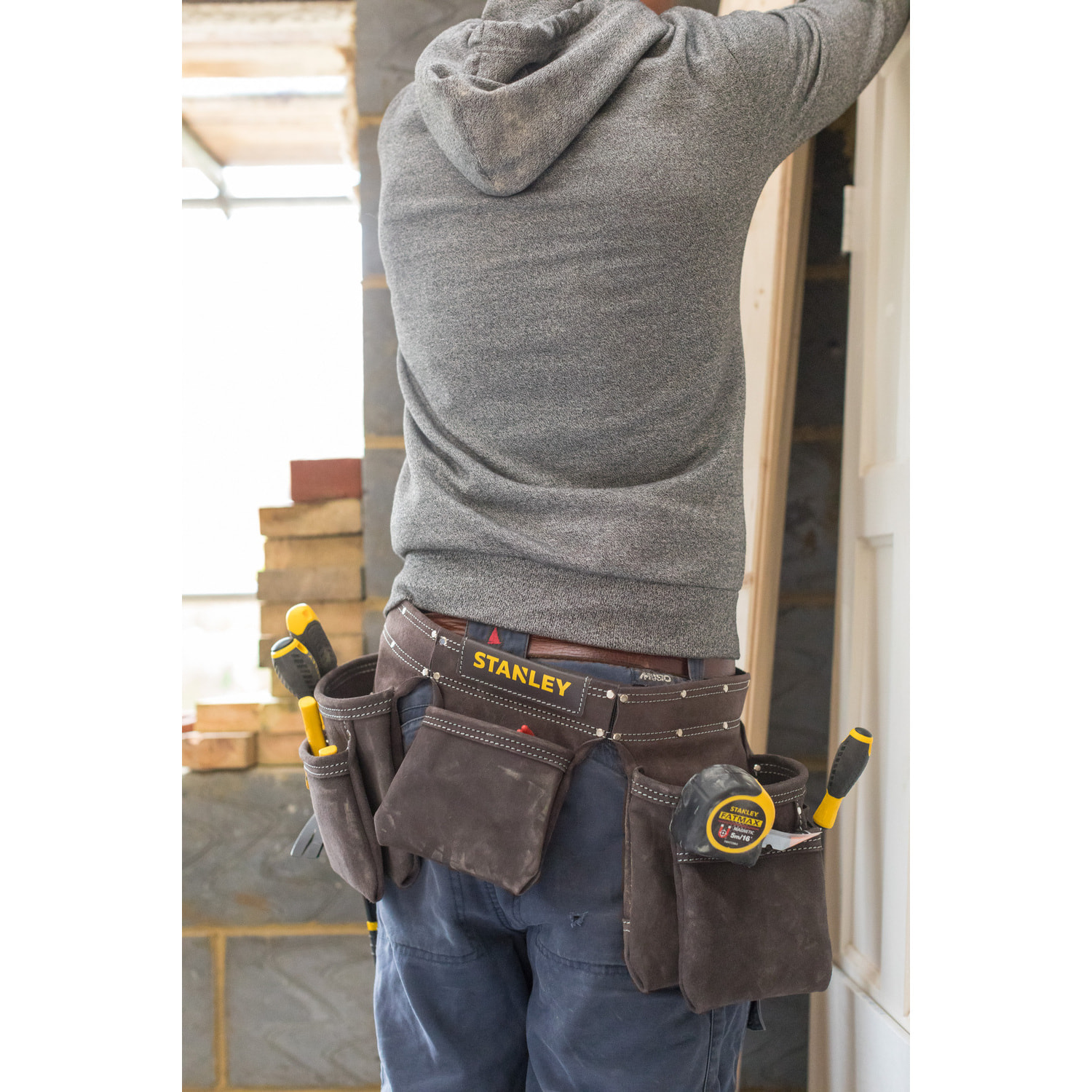 Porte outils double ceinture multiples poches - cuir de qualité supérieure