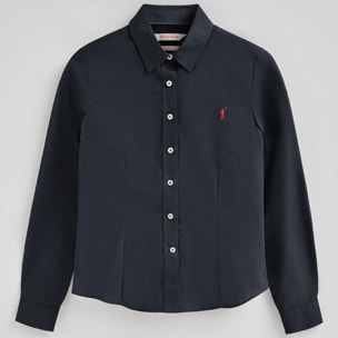 Camisa azul marino de corte slim con logo Rigby Go