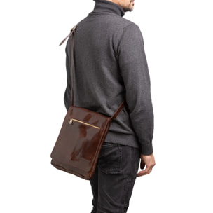 Borsa a tracolla  da uomo In Vera pelle Made in Italy 24x30x4 cm