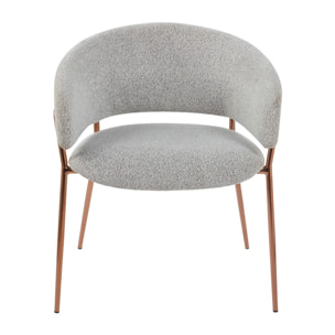 Set 2 poltrone in tessuto bouclé grigio con gambe metallo - Cloud