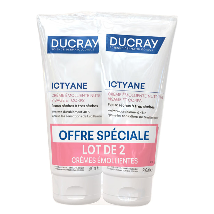 Ictyane - Crème Émolliente Nutritive Peaux Séches et très Sèches 2X200ml OFFRE SPECIALE