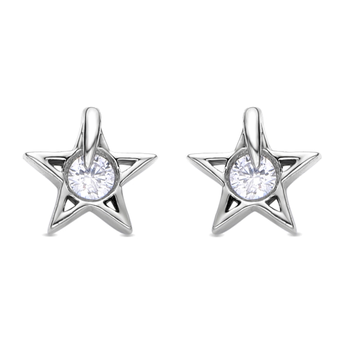 Pendientes de Circonita Brillante acabados en rodio