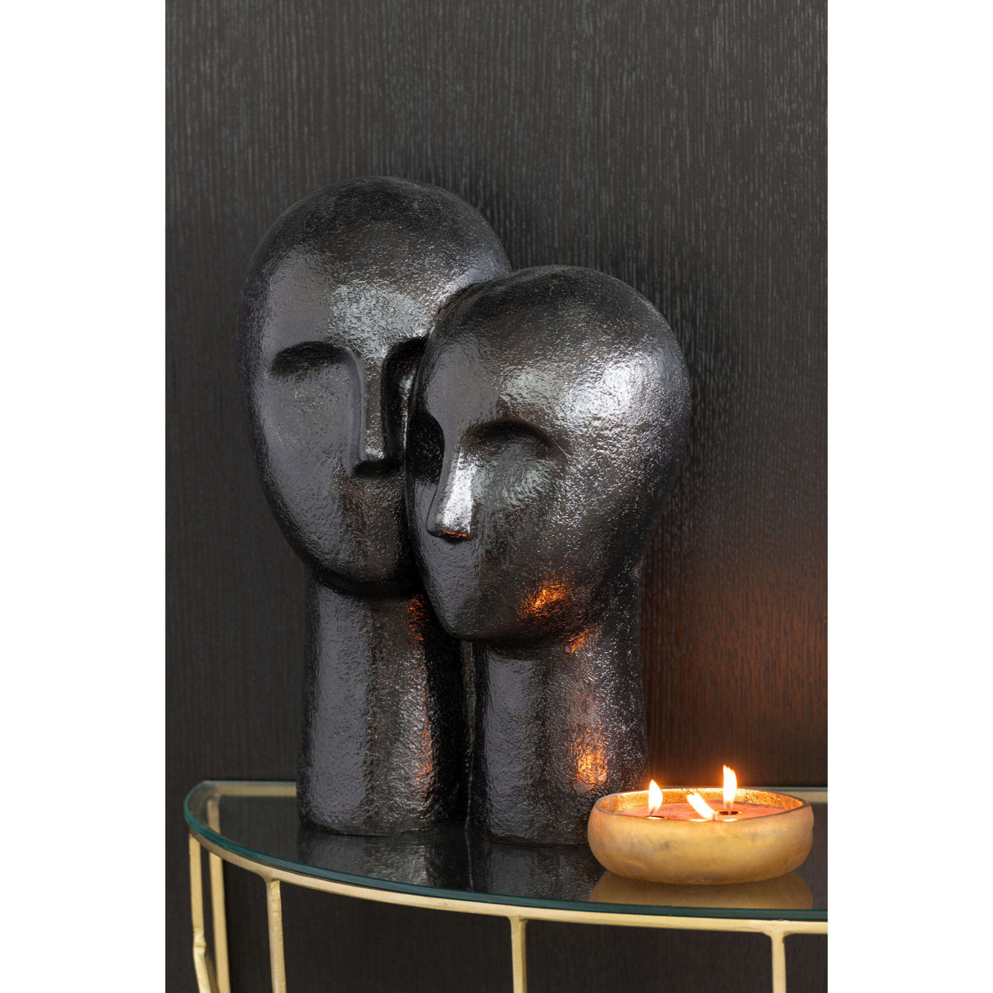 J-Line figurine Tête Couple - polyrésine - noir