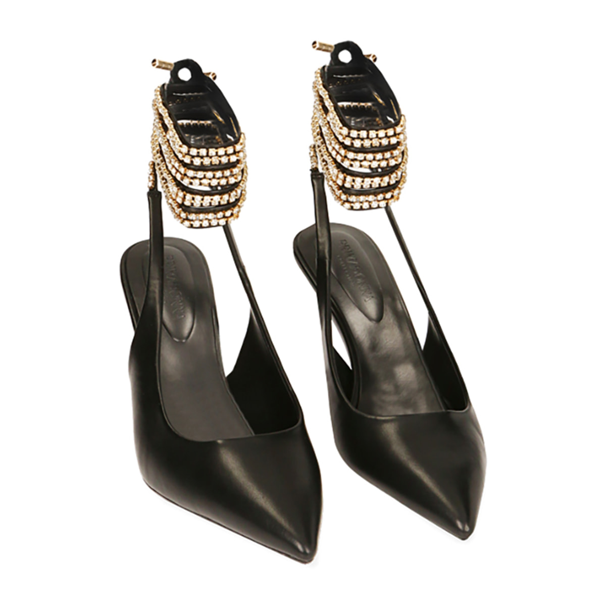 Salón destalonado negro con cordones, tacón 8 cm