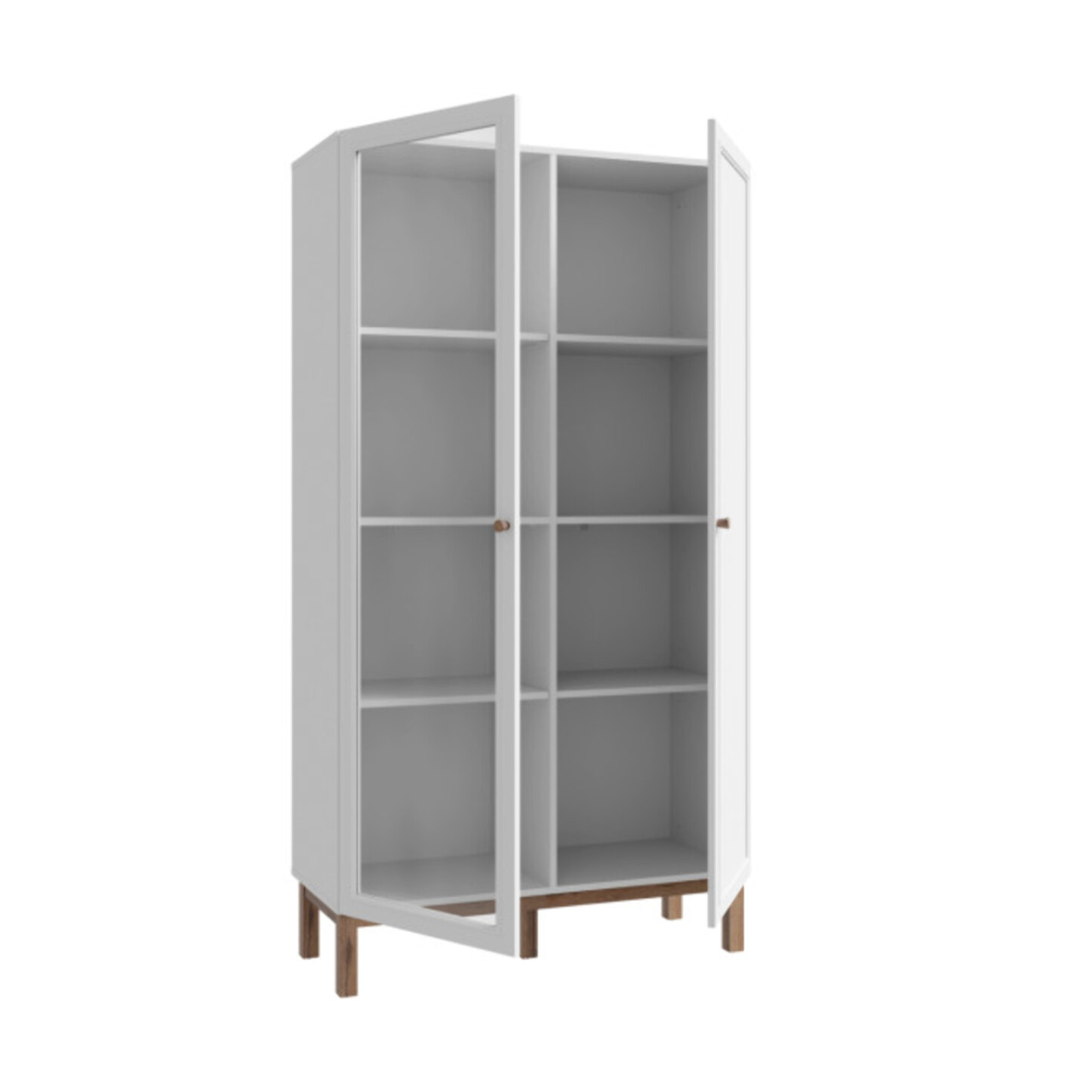 Armoirette décor chêne et gris clair vitrée 185 cm 2 portes - PENNY