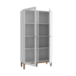Armoirette décor chêne et gris clair vitrée 185 cm 2 portes - PENNY