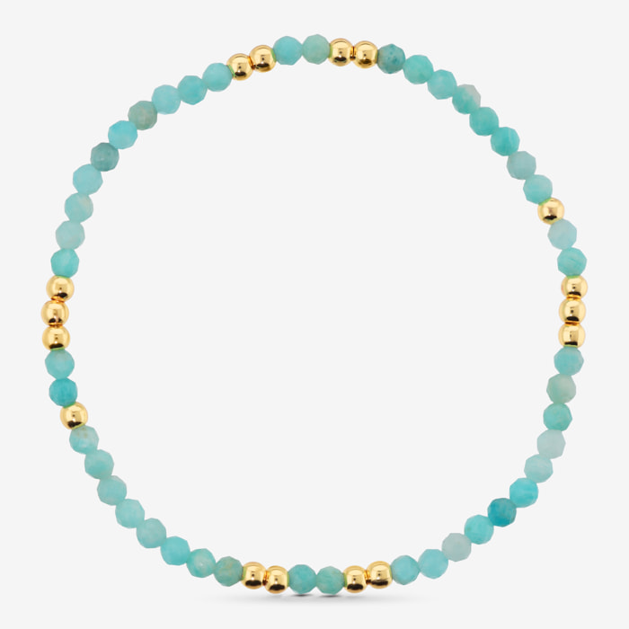 Bracciale Elastico con Agata Azzurra e Bead Lucide
