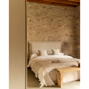Tête de lit déhoussable en lin beige en différentes tailles