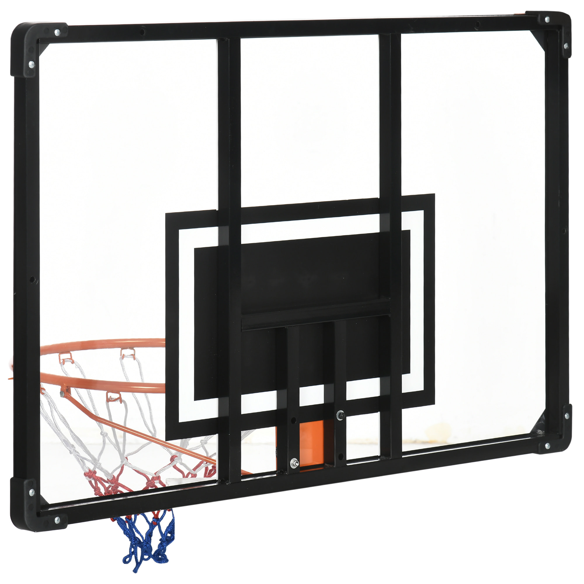 Canasta de Baloncesto con Red Aro de Baloncesto de Pared con Tablero y Marco de Acero para Uso en Interiores y Exteriores 113x61x73 cm Negro