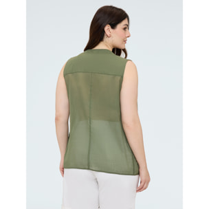 Fiorella Rubino - Top in cotone con nodo frontale - Verde militare