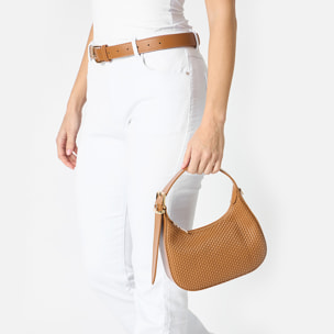 Mini bag donna cognac intrecciata