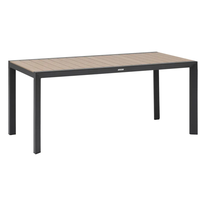 Table de jardin "Évasion" effet bois honey & graphite 6 places lates en aluminium