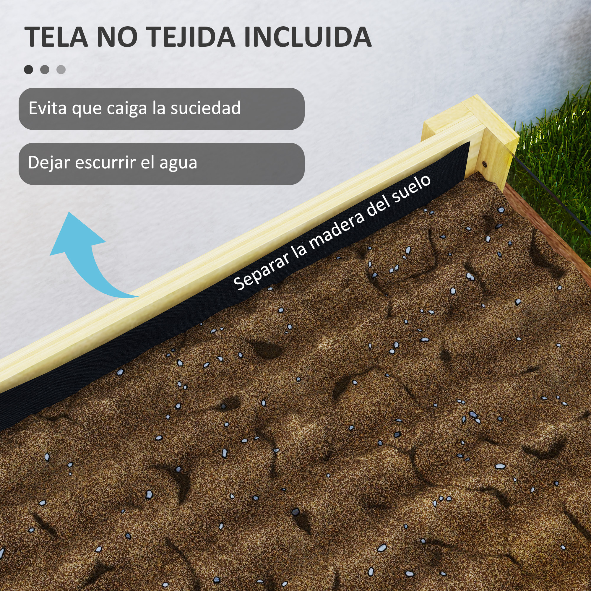 Huerto Urbano de Madera Mesa de Cultivo con Paneles Acrílicos Jardinera Elevada para Cultivo Flores Vegetales en Jardín Terraza 75x46x60,5 cm Natural