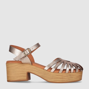 Sandalias de Piel - Oro - Tacón: 6 cm
