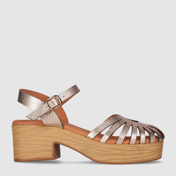 Sandalias de Piel - Oro - Tacón: 6 cm