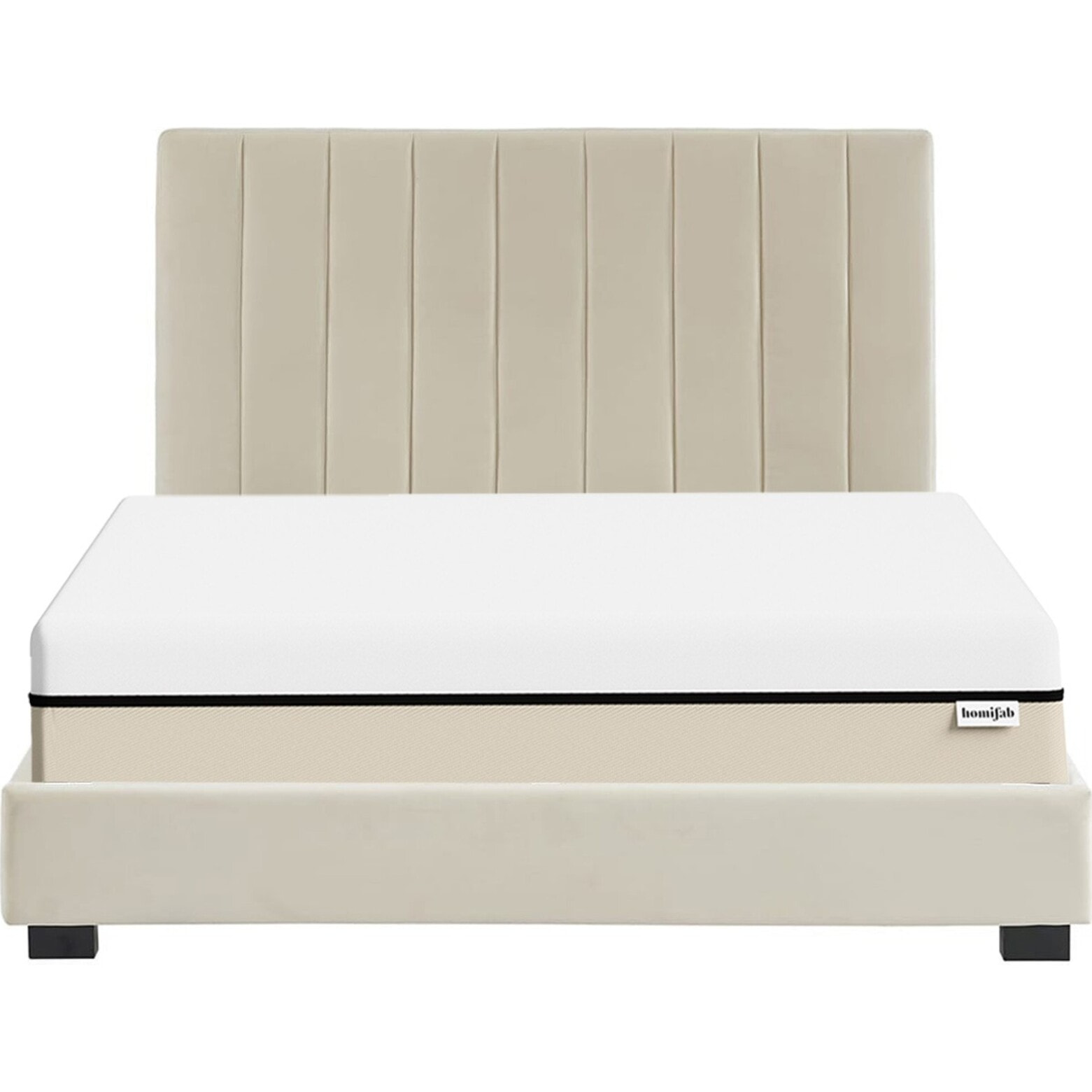 Lit en velours + Matelas Hybride - WILLIAM & SPRING ELITE