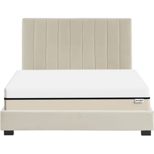 Lit en velours + Matelas Hybride - WILLIAM & SPRING ELITE