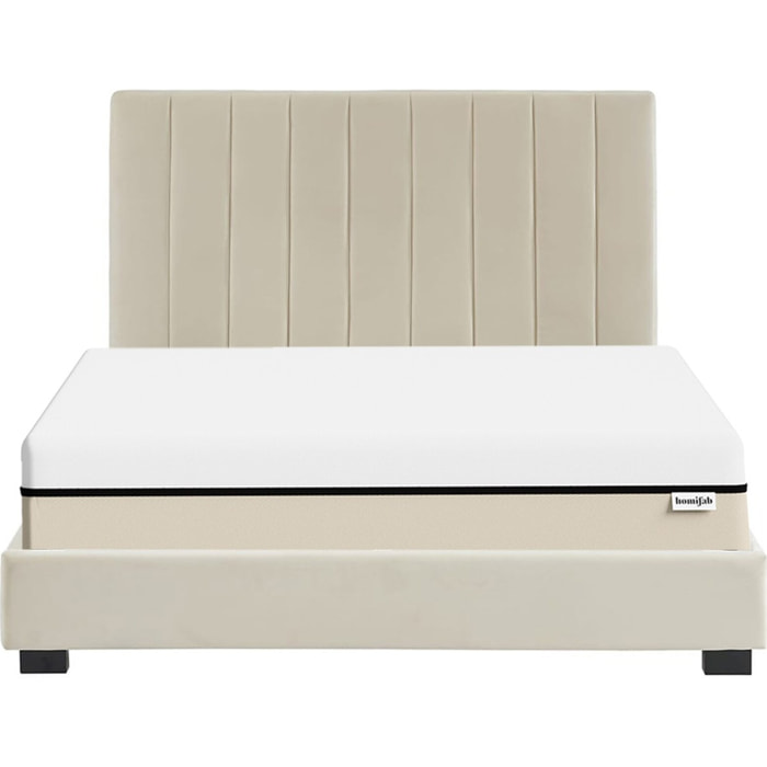 Lit en velours + Matelas Hybride - WILLIAM & SPRING ELITE