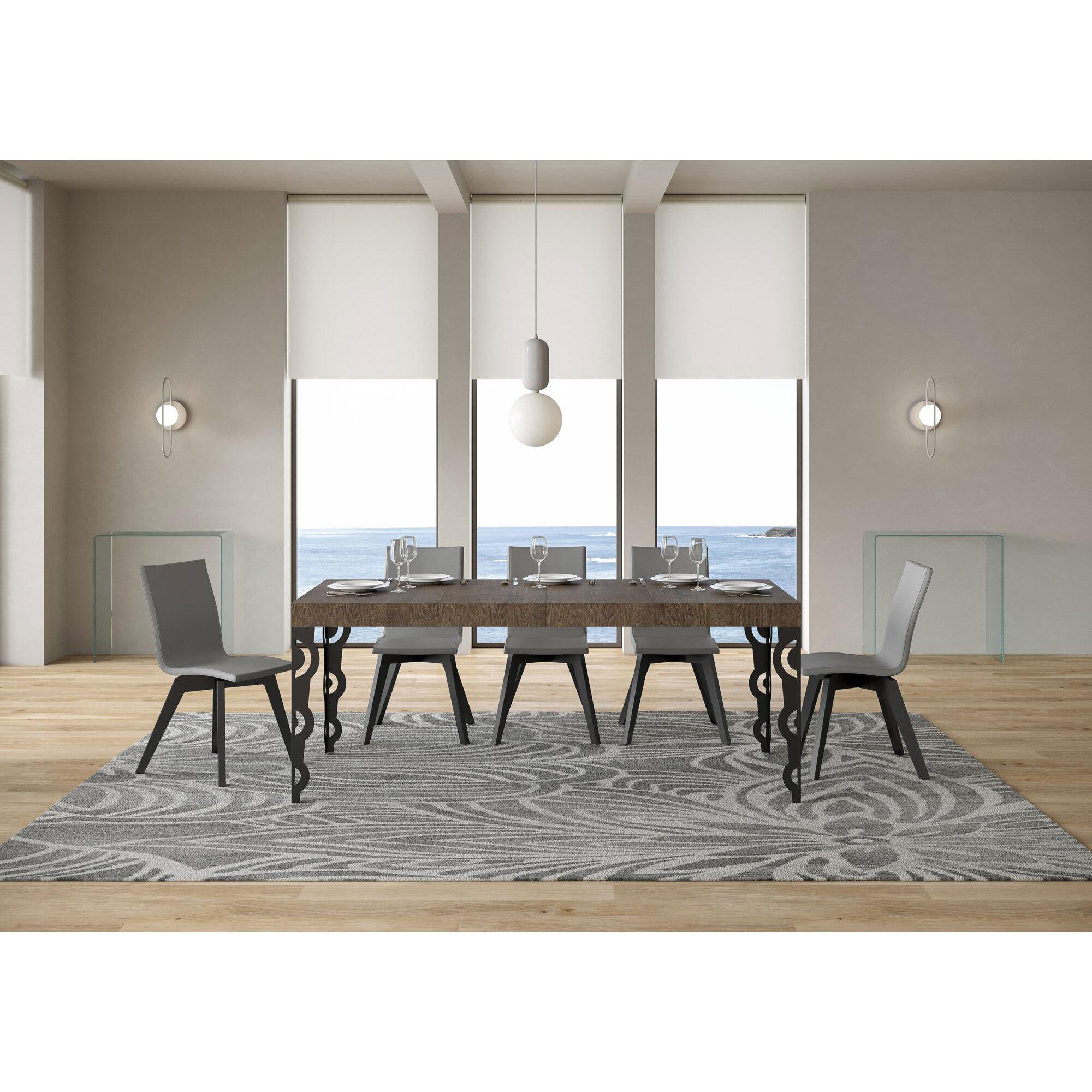 Mesa extensible 90x120/224 cm Karamay Premium Nogal estructura Antracita