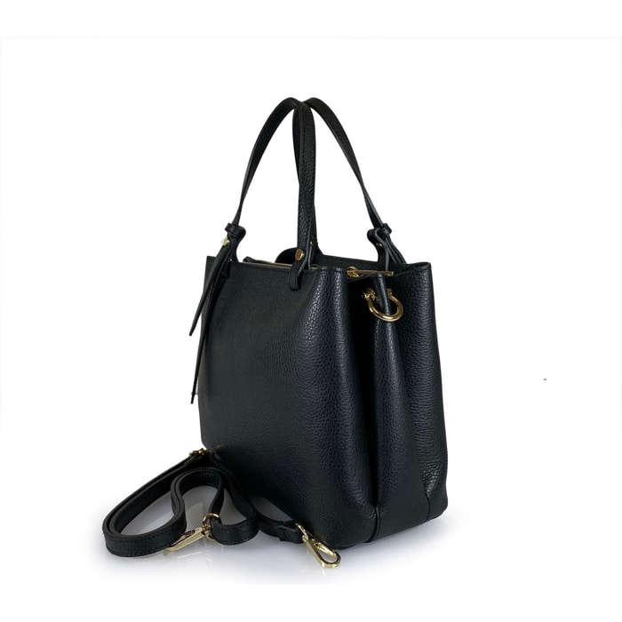 Borse Donna colore Nero-in pelle Made in Italy 25 X 19 X 11cm