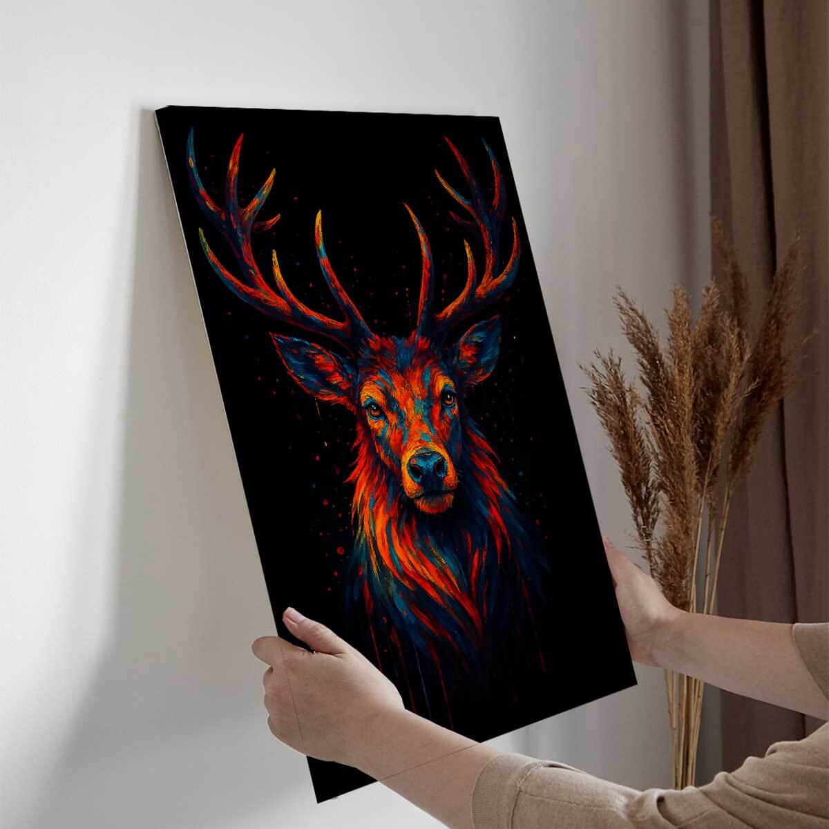 Tableau cerf rouge profond Toile imprimée