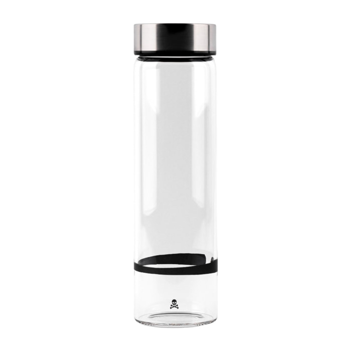 Botella de agua en borosilicato tapón de rosca 600ml negro/transparente scalpers home