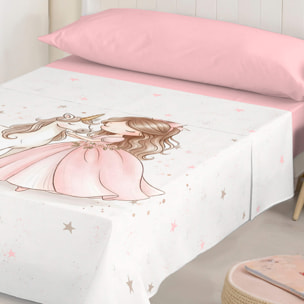 Juego de Sábanas Estampadas - Infantil - 100% Algodón - Incluye 1 Funda de Almohada + 1 Sábana Bajera - Martina
