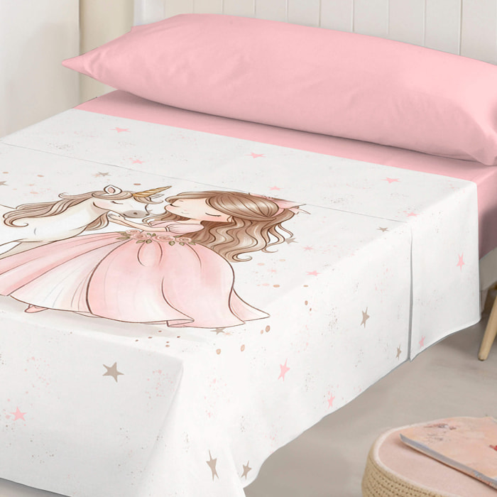 Juego de Sábanas Estampadas - Infantil - 100% Algodón - Incluye 1 Funda de Almohada + 1 Sábana Bajera - Martina