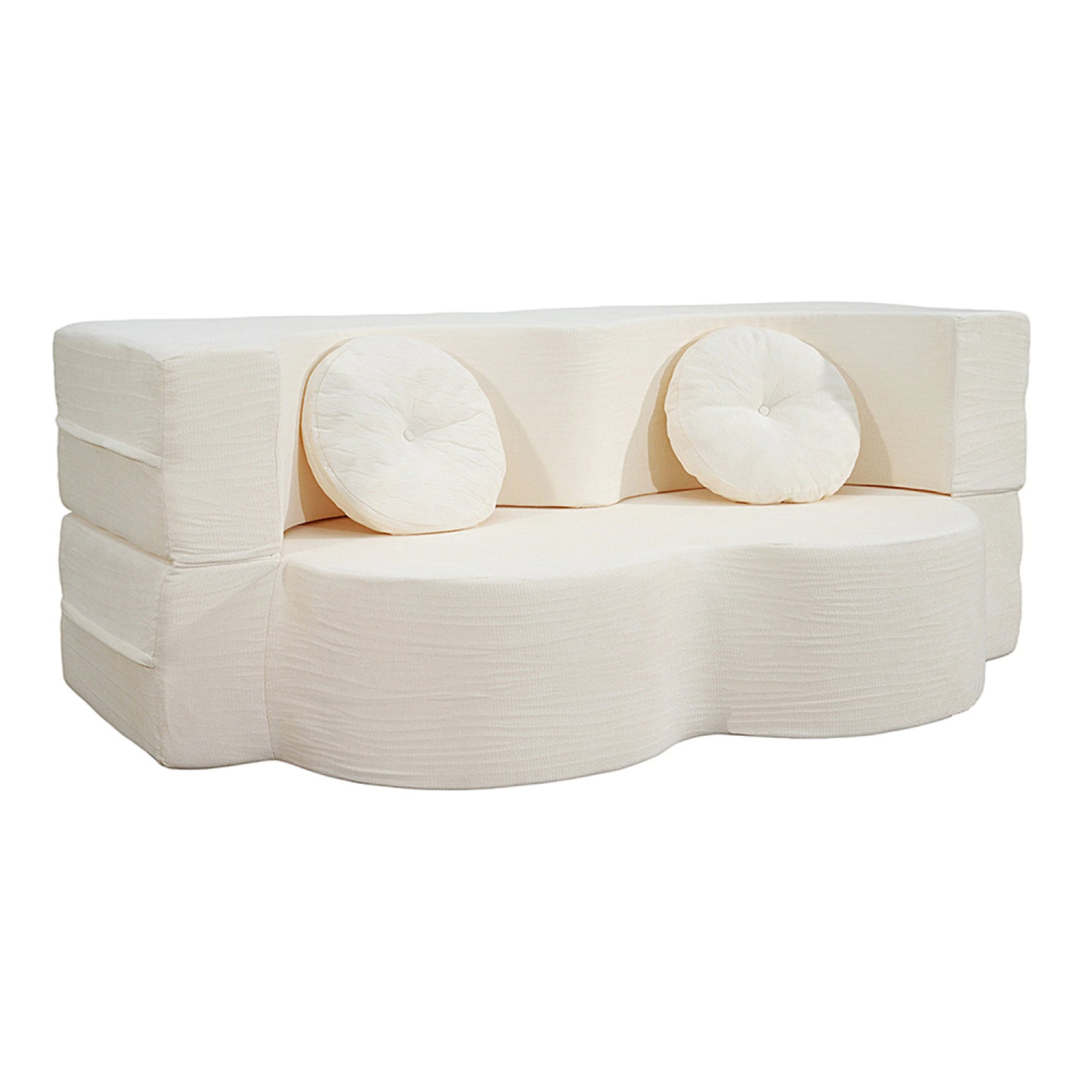 Canapé compressé convertible 2 places en velours beige SHEAF