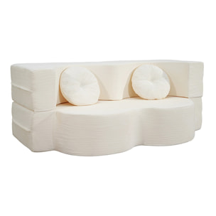 Canapé compressé convertible 2 places en velours beige SHEAF