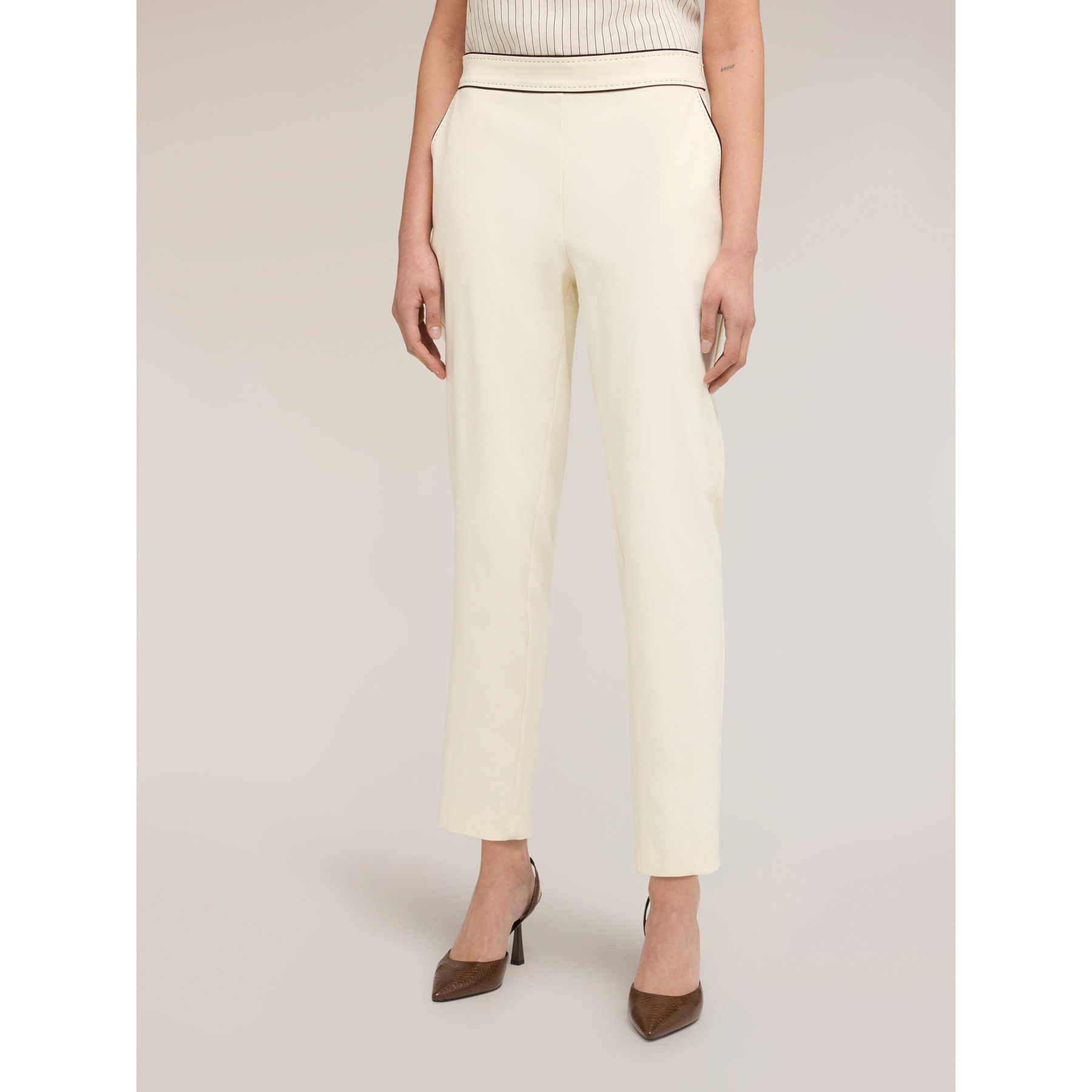 Motivi - Pantaloni con piping The Tailoring Lab - Bianco