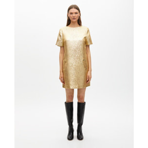 Abito corto craquelato dorato