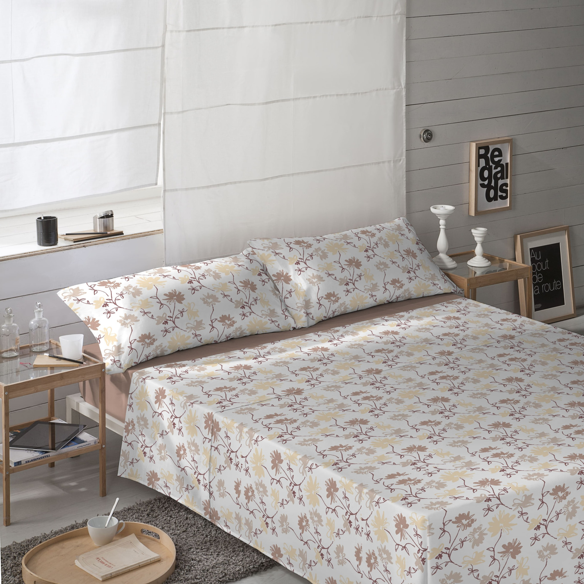 Naturals - Juego de Sábanas - Incluye 1 o 2 Fundas de Almohada + 1 Sábana Bajera - Franela - 100% Algodón - Garden