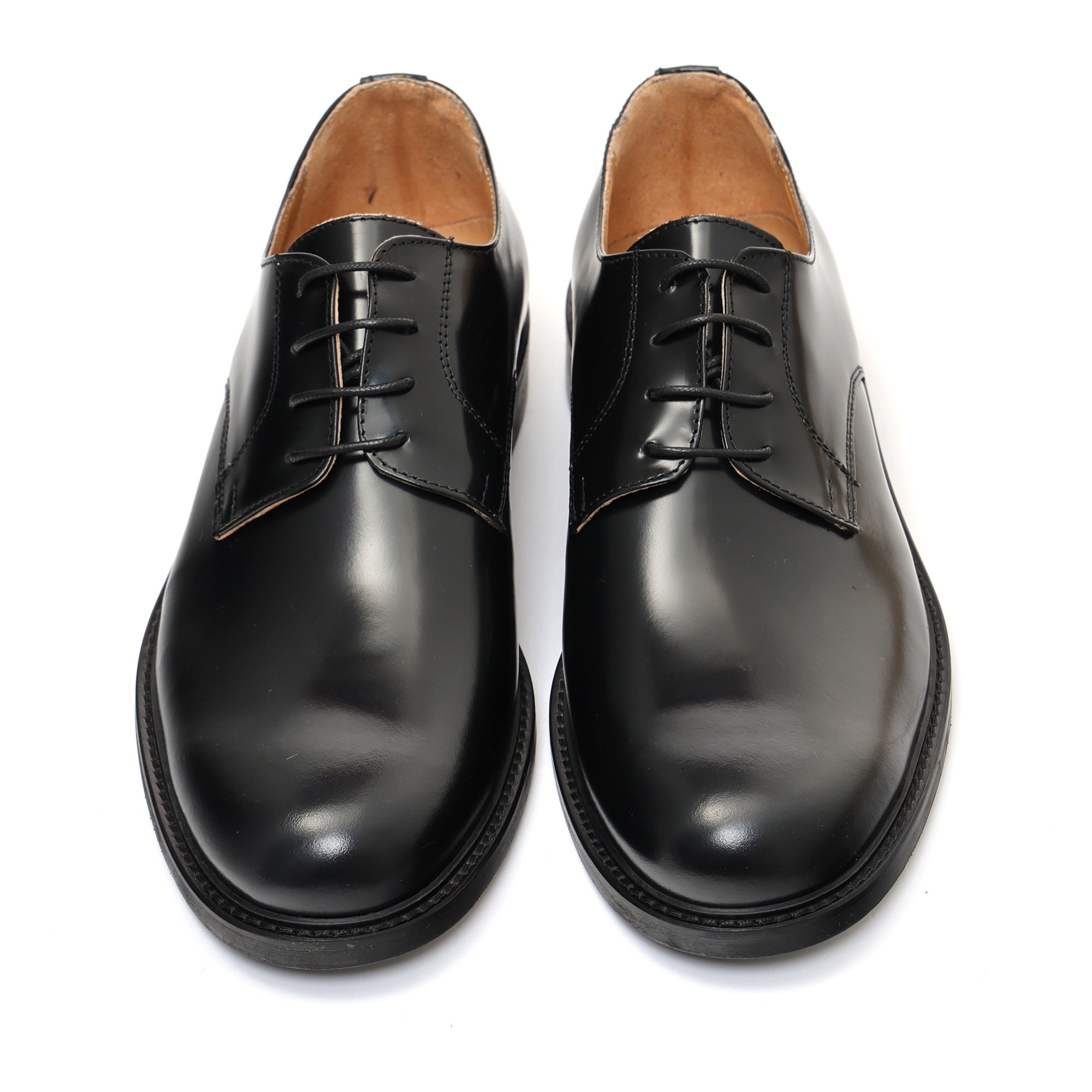 Derby stringate in pelle abrasivato con fondo cuoio antiscivolo Nero