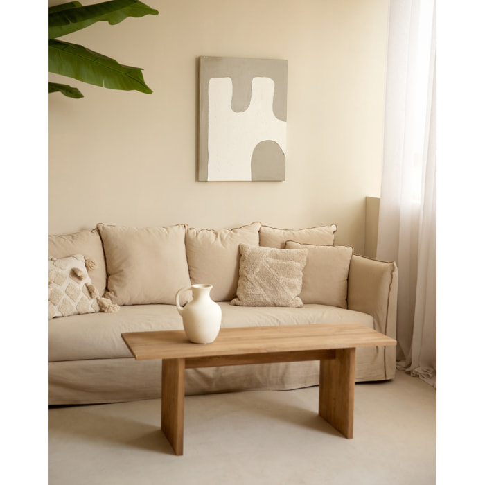 Cuadro beige y blanco decorativo sobre algodón con bastidor de madera pintado artesanalmente con pintura óleo en varias medidas