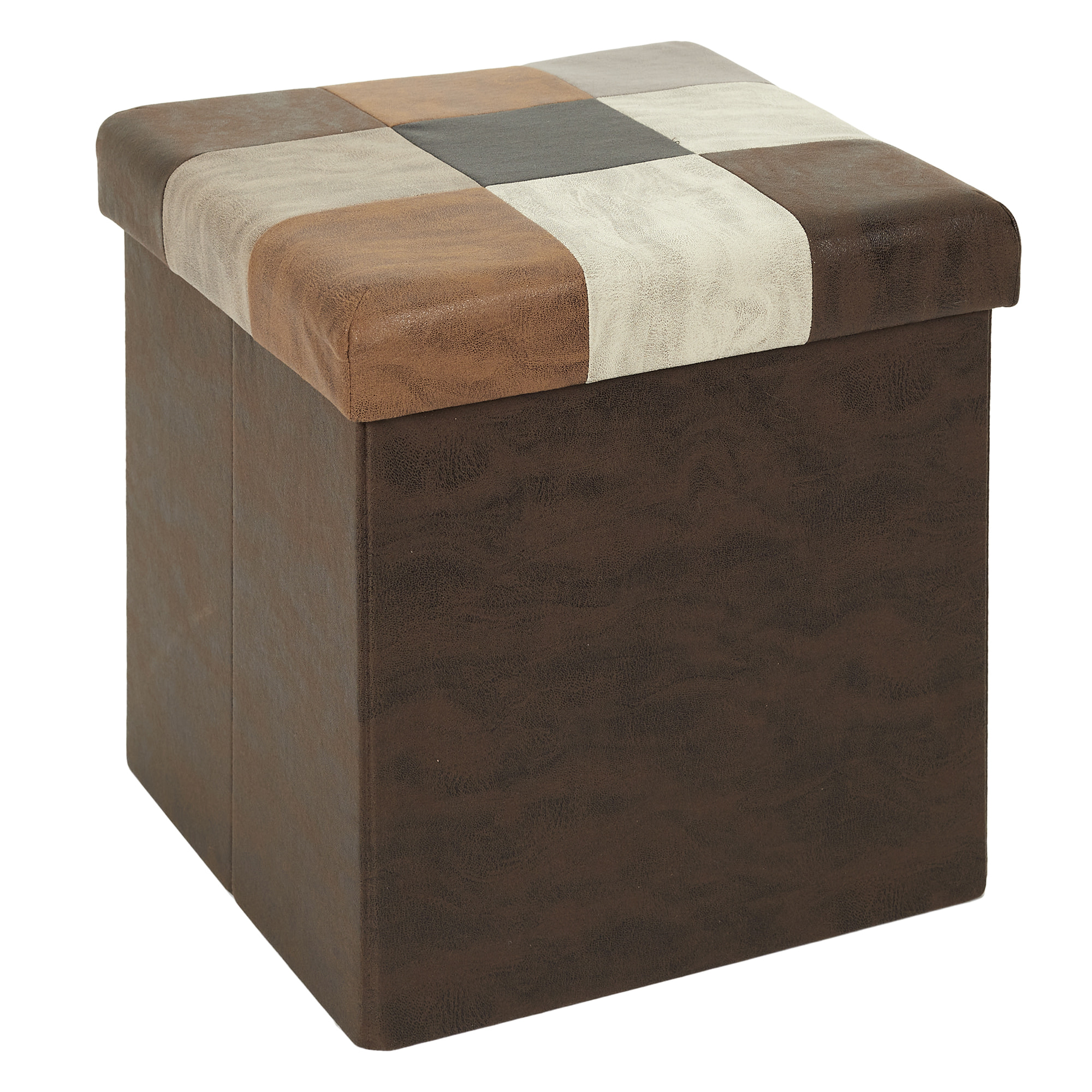 Coffre Pouf Pliable Patchwork Pu M4