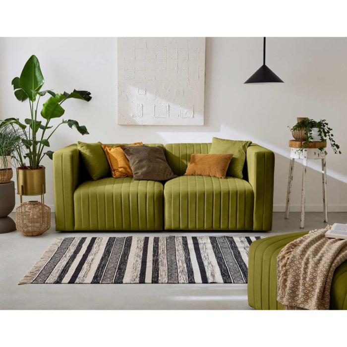 Nova - canapé modulable 2 places - en velours - Vert Olive