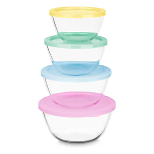 SET 4 CONTENITORI IN VETRO BOROSIL ROSSO 800/1000/1600/2100ML