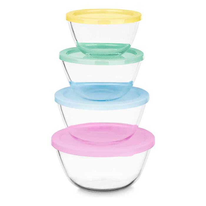 SET 4 CONTENITORI IN VETRO BOROSIL ROSSO 800/1000/1600/2100ML