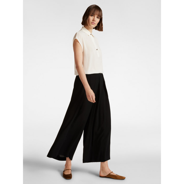 Elena Mirò - Pantalón ancho con pinzas - Negro