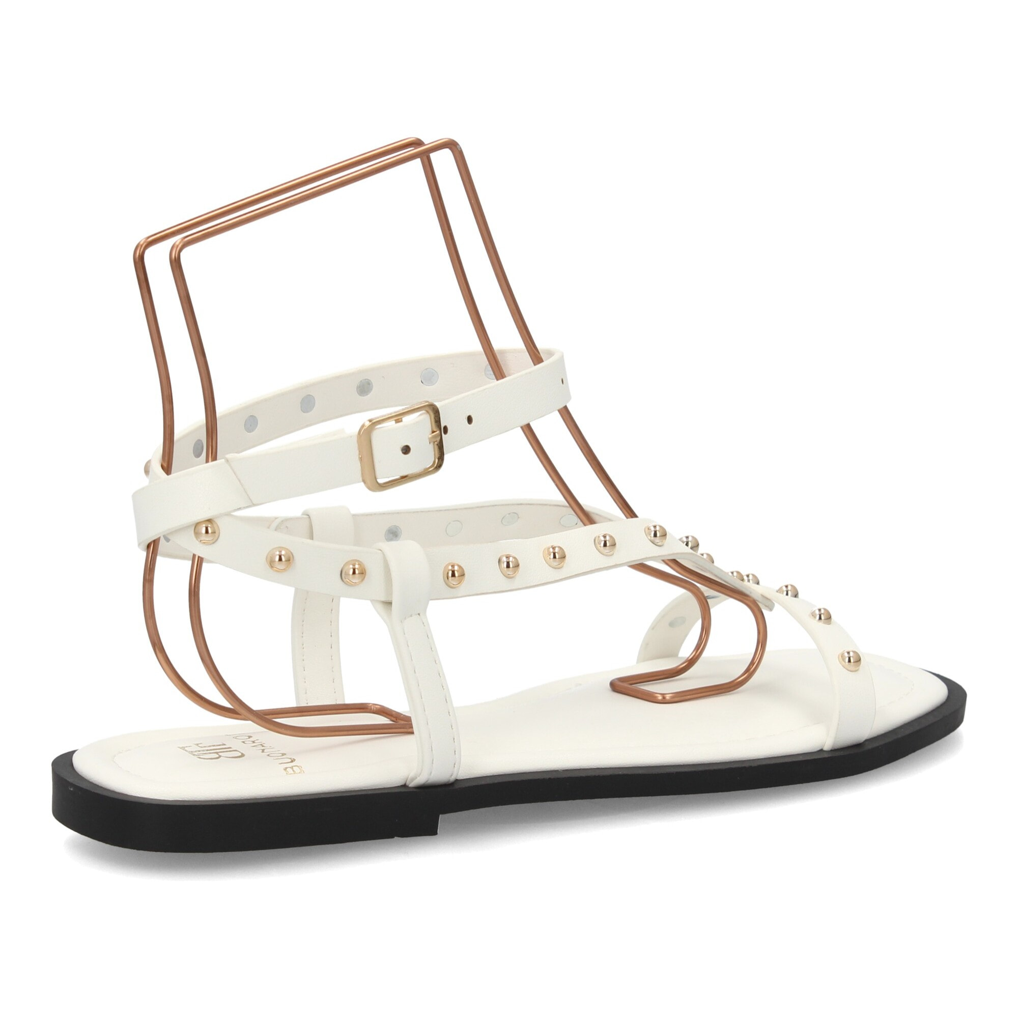 Sandalia plana mujer con tachuelas metálicas