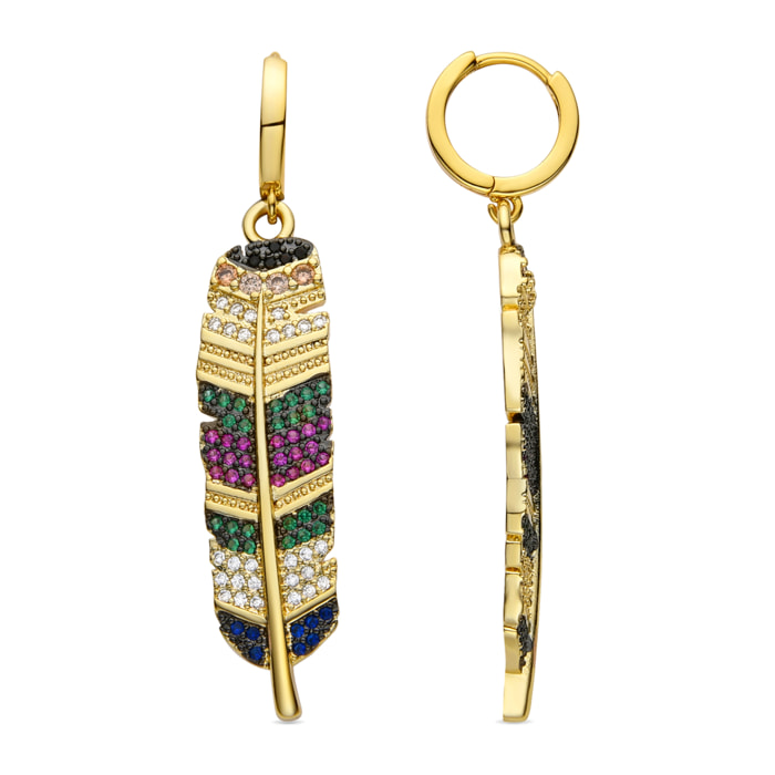 Pendientes de Circonita Multicolor acabados en oro amarillo de 18k