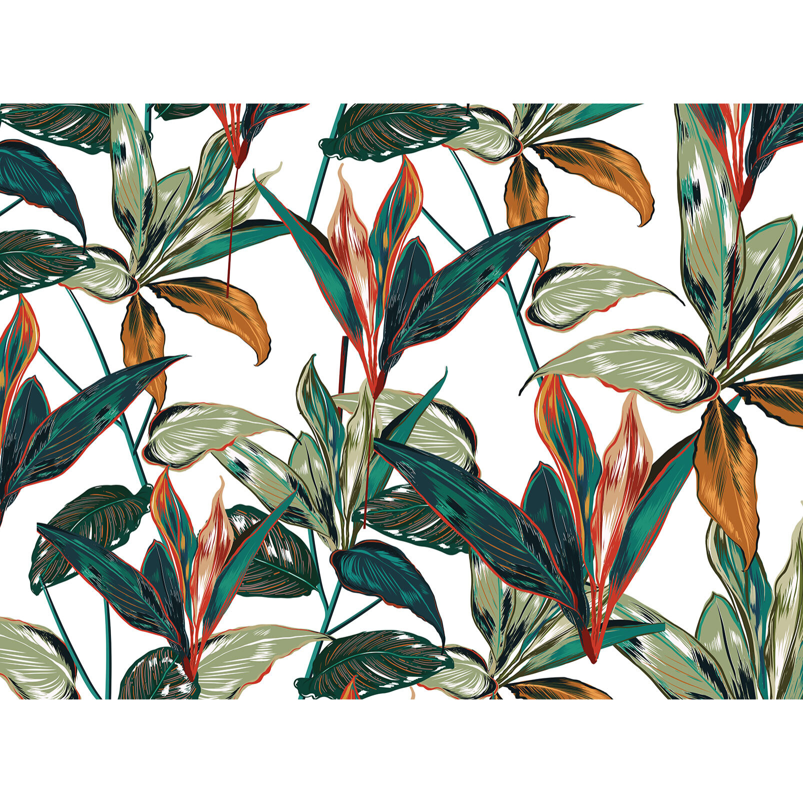 Papier peint panoramique feuilles colorees Intissé