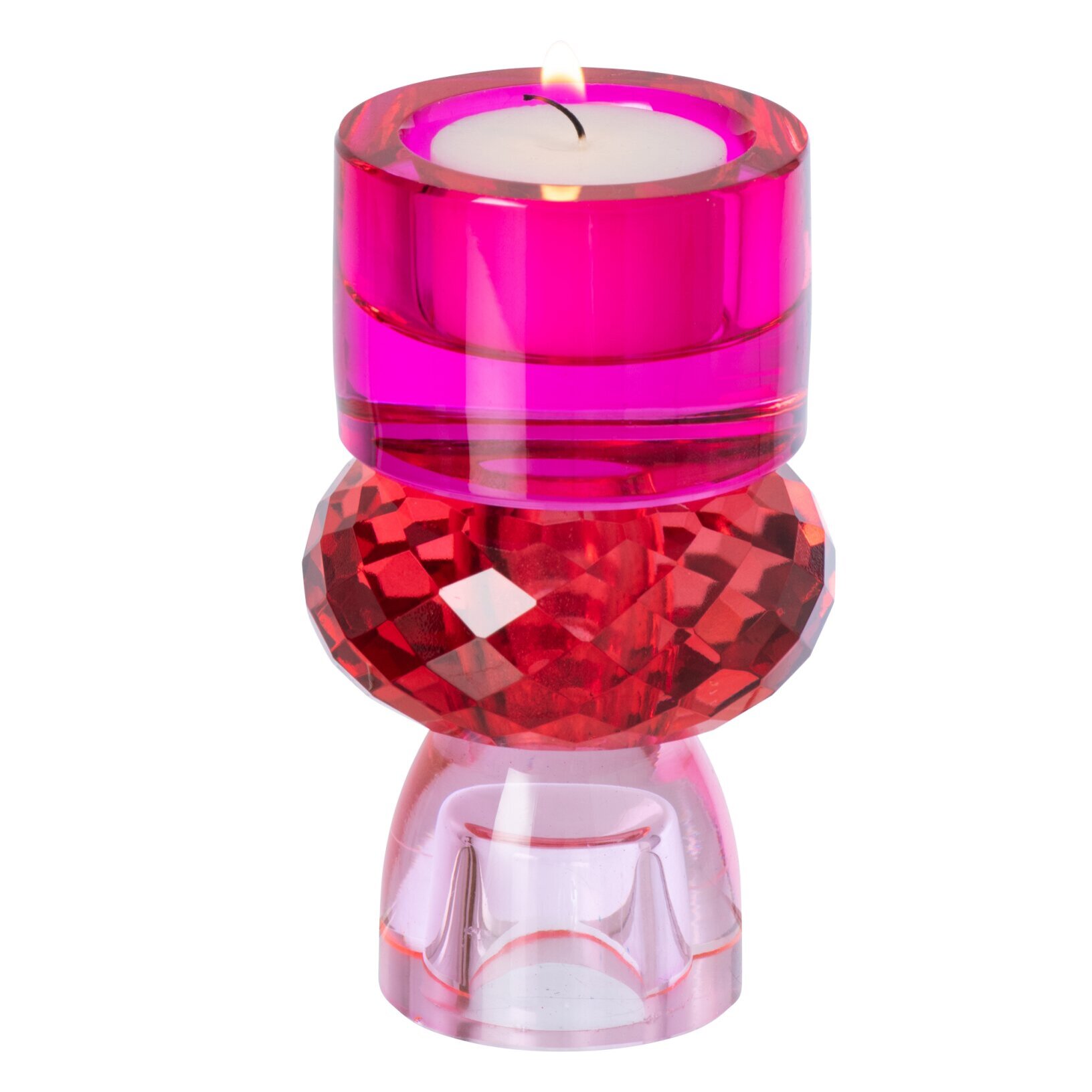 J-Line bougeoir - verre - rouge Noël/fuchsia - small